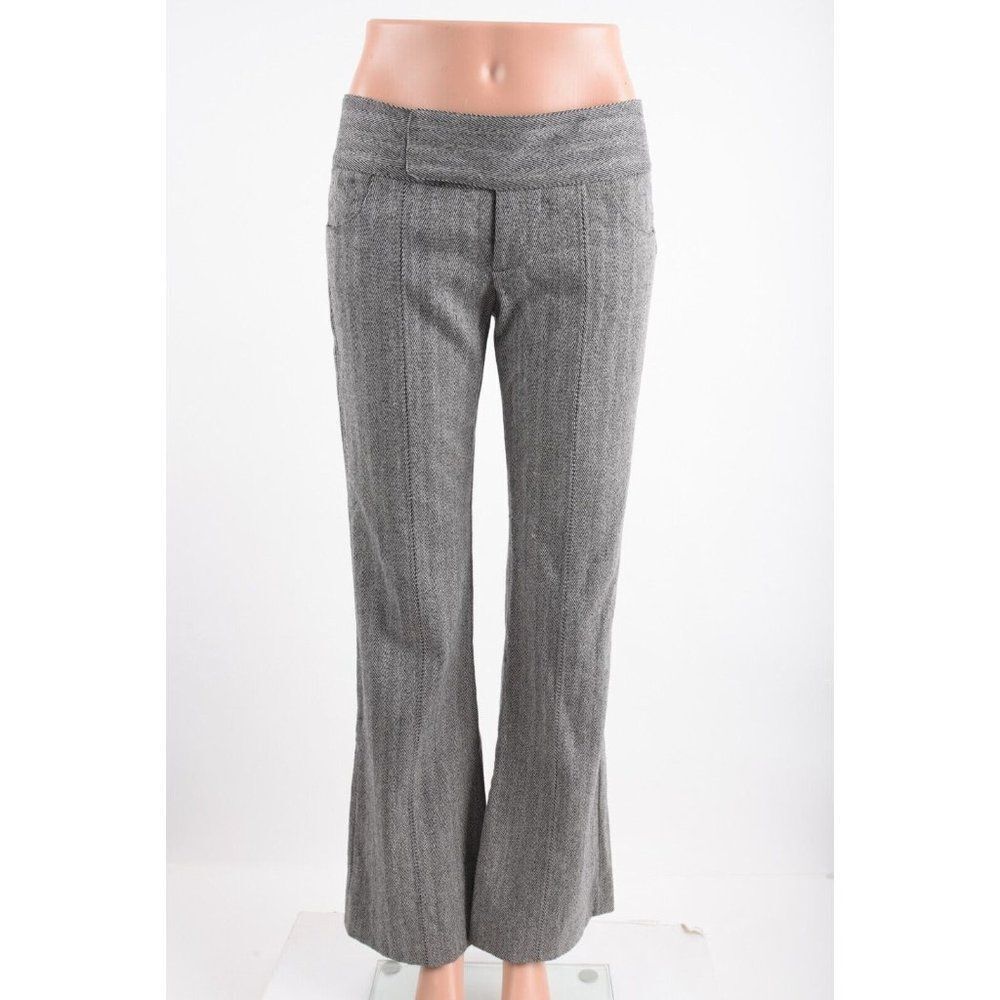 Alice + Olivia Gray Herringbone Boot-Cut Pants